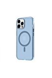 iPhone 12 Pro Max Magsafe Kablosuz Şarj Özellikli Mıknatıslı Mika Şeffaf Siyah Renkli Kılıf