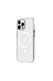 iPhone 12 Pro Max Magsafe Kablosuz Şarj Özellikli Mıknatıslı Mika Şeffaf Siyah Renkli Kılıf