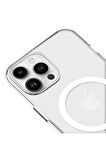 iPhone 12 Pro Max Magsafe Kablosuz Şarj Özellikli Mıknatıslı Mika Şeffaf Siyah Renkli Kılıf