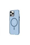 iPhone 14 Pro Magsafe Kablosuz Şarj Özellikli Mıknatıslı Mika Şeffaf Mor Renkli Kılıf