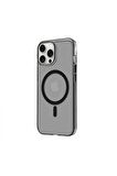 iPhone 14 Pro Max Magsafe Kablosuz Şarj Özellikli Mıknatıslı Mika Şeffaf Mor Renkli Kılıf