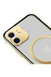 iPhone 12 Magsafe Kablosuz Şarj Özellikli Kamera Korumalı Şeffaf Silver Gümüş Renkli Kılıf