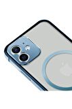 iPhone 12 Magsafe Kablosuz Şarj Özellikli Kamera Korumalı Şeffaf Silver Gümüş Renkli Kılıf