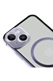 iPhone 14 Magsafe Kablosuz Şarj Özellikli Kamera Korumalı Şeffaf Siyah Renkli Kılıf