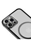 iPhone 14 Pro Magsafe Kablosuz Şarj Özellikli Kamera Korumalı Şeffaf Mor Renkli Kılıf