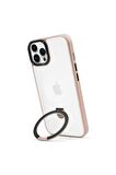 iPhone 14 Pro Magsafe Kablosuz Şarj Standlı Kamera Korumalı Pembe Çerçeveli Renkli Kılıf