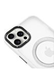 Iphone 14 Pro Max Magsafe Kablosuz Şarj Standlı Lacivert Çerçeveli Renkli Kılıf