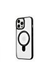 Iphone 14 Pro Max Magsafe Kablosuz Şarj Standlı Lacivert Çerçeveli Renkli Kılıf