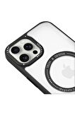 Iphone 14 Pro Max Magsafe Kablosuz Şarj Standlı Lacivert Çerçeveli Renkli Kılıf