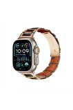 Watch Taşlı Metal Saat Kordonu 42 44 45 49mm Uyumlu Paslanmaz Çelik Siyah Rose