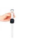 Watch Çizgili Silikon 38 40 41mm Uyumlu 7 Kademeli Sade Saat Kordonu Beyaz