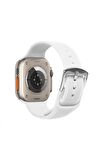 Watch Çizgili Silikon 38 40 41mm Uyumlu 7 Kademeli Sade Saat Kordonu Beyaz