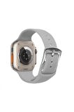 Watch Çizgili Silikon 38 40 41mm Uyumlu 7 Kademeli Sade Saat Kordonu Gri Renkli
