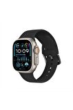 Watch Çizgili Silikon 38 40 41mm Uyumlu 7 Kademeli Sade Saat Kordonu Siyah Renkli