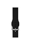 Watch Çizgili Silikon 38 40 41mm Uyumlu 7 Kademeli Sade Saat Kordonu Siyah Renkli