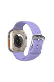 Watch Çizgili Silikon 42 44 45 49mm Uyumlu 7 Kademeli Sade Saat Kordonu Lila Renkli