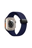 Watch Silikon Mıknatıslı Şık Sade Görünüm 38 40 41mm Uyumlu Saat Kordonu Sarı Lacivert