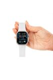 Watch Silikon Mıknatıslı Şık Sade Görünüm 42 44 45 49mm Uyumlu Saat Kordonu Beyaz