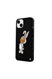 iPhone 15 Silikon Bugs Bunny Kostümlü Jerry Sevimli Siyah Silikon Telefon Kılıfı