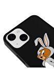 iPhone 15 Silikon Bugs Bunny Kostümlü Jerry Sevimli Siyah Silikon Telefon Kılıfı