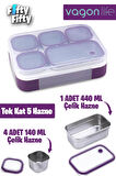 Vagonlife Lunch Box 1000 ML (Sızdırmaz,Karışmaz 5 Hazneli) Yeni Nesil Sefer Tası -FFLBOX40097
