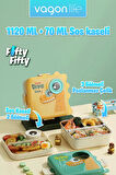 Vagonlife Lunch Box 1120 ML (Sızdırmaz,Karışmaz Üç Bölmeli) Sos Kaseli Yeni Nesil Sefer Tası-FFLBOX10082