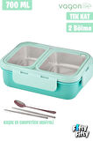 Lunch Box 1120 ML (Sızdırmaz,Karışmaz Üç Bölmeli) Sos Kaseli Yeni Nesil Sefer Tası-FFLBOX1