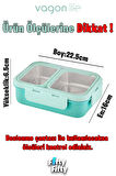 Lunch Box 1120 ML (Sızdırmaz,Karışmaz Üç Bölmeli) Sos Kaseli Yeni Nesil Sefer Tası-FFLBOX1