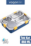 Vagonlife Büyük Ebat 850 ML (Paslanmaz Çelik Tek Kat Dört Bölmeli Çorba Kaseli Lunch Box Yeni Nesil Sefer Tası -FFLBOX50433