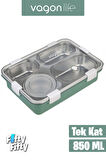 Vagonlife Büyük Ebat 850 ML (Paslanmaz Çelik Tek Kat Dört Bölmeli Çorba Kaseli Lunch Box Yeni Nesil Sefer Tası -FFLBOX50433