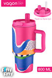 Vagonlife Tumbler Cup 800 ML Pipetli/Rahat İçim  Vakumlu Paslanmaz Çelik Termos-FFVGN8138800ML