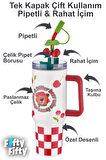 DILLER Quencher Cup 1200 ML Pipetli/Rahat İçim Kulplu Paslanmaz Çelik Termos -FFDILLERD9221