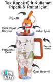 DILLER Quencher Cup 1200 ML Pipetli/Rahat İçim Kulplu Paslanmaz Çelik Termos -FFDILLERD9222