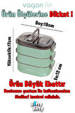 Vagonlife 1450 ML 3 Kat Çelik (2 Kat Kullanılabilir) Bento Lunch Box Yeni Nesil Sefer Tası-FFLBOX7083