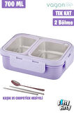 Vagonlife Lunch Box 700 ML Tek Kat İki Bölmeli Metal Kaşıklı Yeni Nesil Sefer Tası-FFLBOX7096