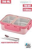 Vagonlife Lunch Box 700 ML Tek Kat İki Bölmeli Metal Kaşıklı Yeni Nesil Sefer Tası-FFLBOX7096