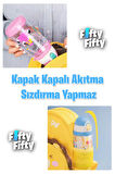 Vagonlife Diller 520 ML Kalın Pipetli Tritan Su Matarası -Taşıma Askılı-Okul Çocuk Matarası -FFD2408