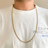 FerizZ Altın Kaplama Figaro Unisex Zincir Kolye 80 cm  ZN-260