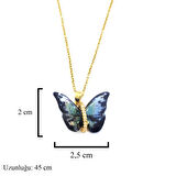 Altın Kaplama Kelebek Sedef Taşlı Kadın Kolye KLY-586