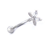 FerizZ 316L Çelik Çiçekli Beyaz Zirkon Taşlı Piercing  PRC-215