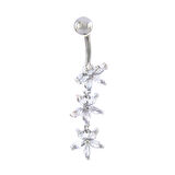FerizZ 316L Çelik 3 Sıra Çiçek Model Zirkon Taşlı Piercing  PRC-220