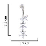 FerizZ 316L Çelik 3 Sıra Çiçek Model Zirkon Taşlı Piercing  PRC-220