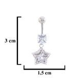 316L Çelik Yıldız Model Zirkon Taşlı Piercing  PRC-224