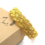 Altın Kaplama Kalın Işıltılı Örgü Bilezik BLZ-3093