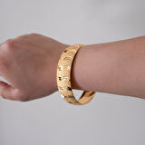 Altın Kaplama 2 cm Dalga Çizgili Bilezik BLZ-3092