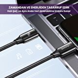 Usams US-SJ581 PD3.1 Type-C To Type-C Çinko Alaşım 240W Hızlı Şarj ve Data Kablosu 2m
