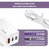 Usams US-CC110 Type-C 65 Watt Hızlı Şarj Aleti Beyaz