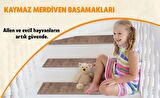 Glary Home GH40A-WT-GRY1 Kare Desenli Kaydırmaz Tabanlı 1'li Merdiven Halısı - Beyaz/Deniz Mavisi