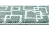 Glary Home GH40A-WT-GRY5 Kare Desenli Kaydırmaz Tabanlı 5'li Merdiven Halısı - Beyaz/Deniz Mavisi