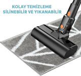 Glary Home GH39A-WDBE-GRY5 Üçgen Desenli Kaydırmaz Tabanlı 5'li Merdiven Halısı - Beyaz/Koyu Bej